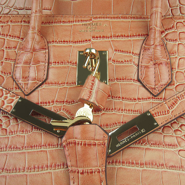 High Quality Fake Hermes Birkin 35CM Crocodile Veins Leather Bag Orange 6089